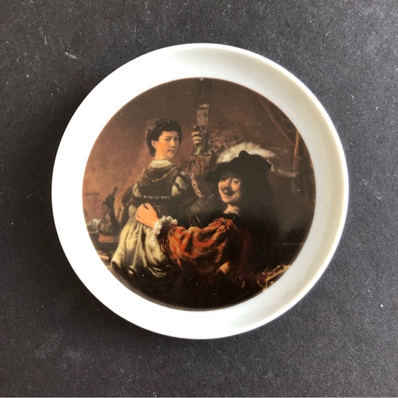 Bareuther Waldsassen Bavaria Germany Rembrandt Coaster Plate 3.5" Set of Three - Picture 3 of 7
